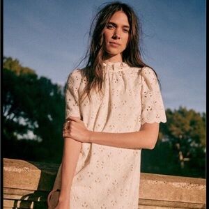 Sezane White Lace Mini Dress, US 8/EU 40